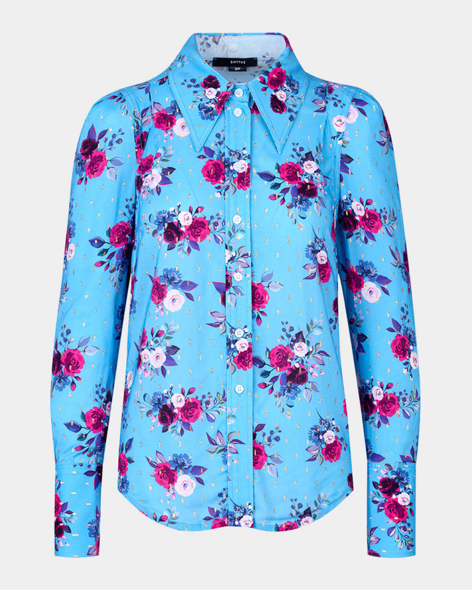 Floral-Printed Box Pleat Shirt